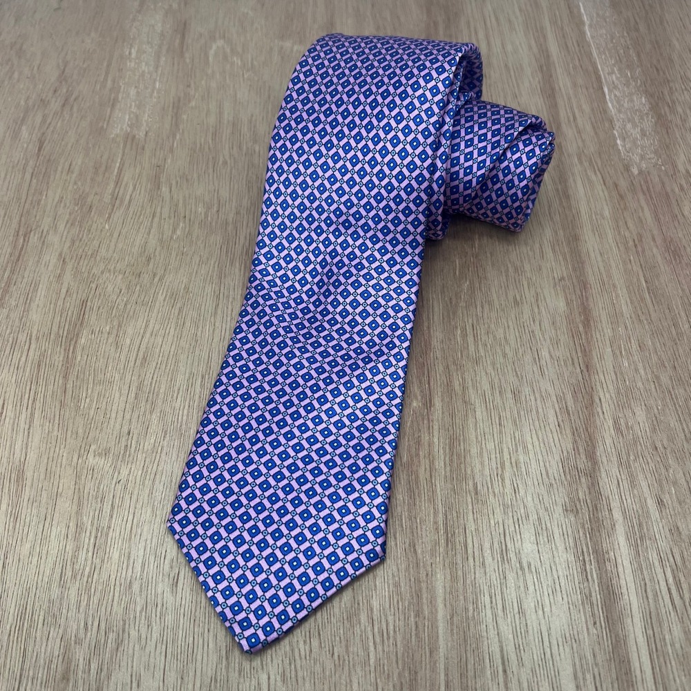 Burma Bibas 100 Silk Tie Men One Size Purple Blue Geometric Handmade in Italy
